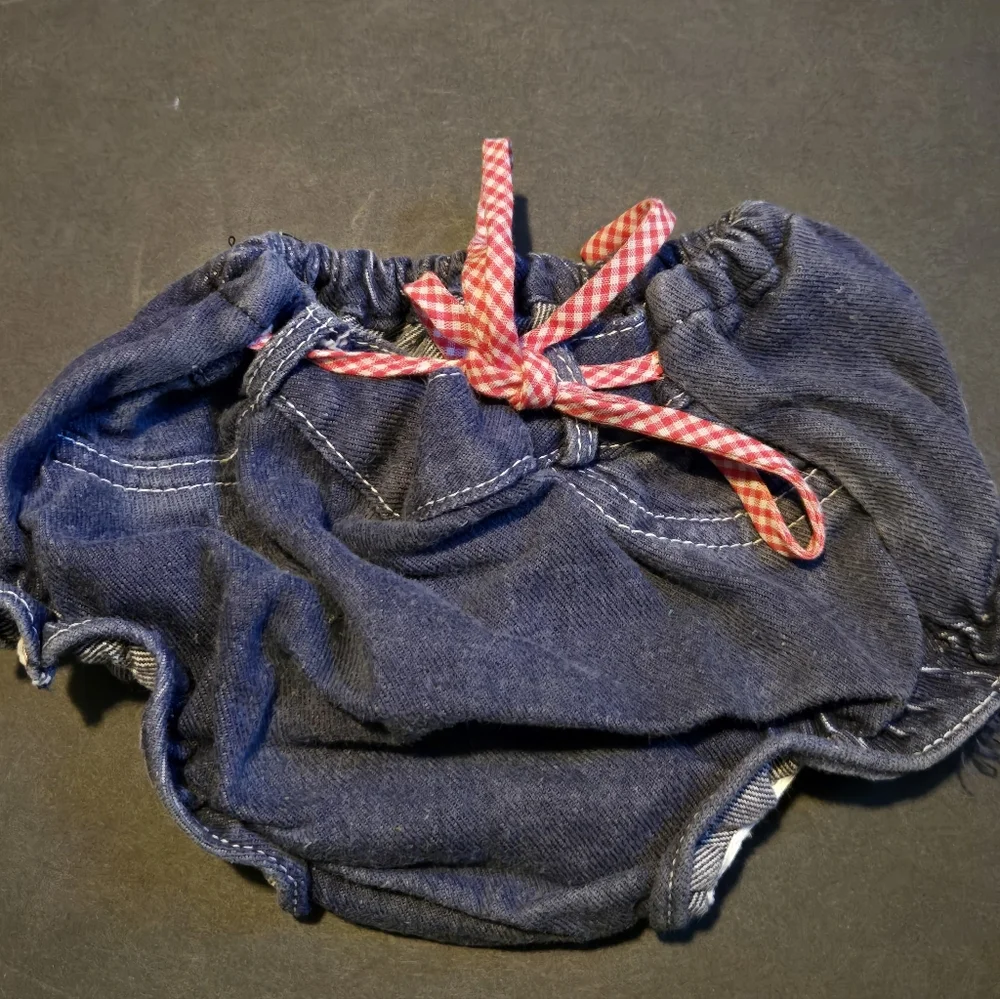 Set Super Cute Vintage Doll Clothes Pink Lace Trim. Plastic Lined Bottom.